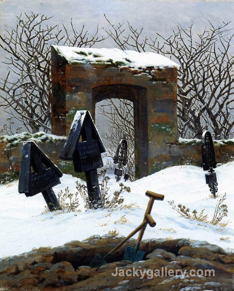 Graveyard under Snow by Caspar David Friedrich paintings reproduction - Click Image to Close